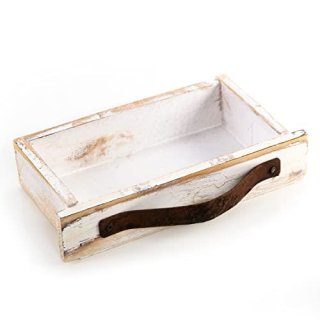 Kleine Schublade weiß braun Dekoschale Schlüsselablage Holz 19 x 10 cm