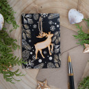 3 Weihnachten Karten mit Umschlag + Hirsch Holz Anh&auml;nger