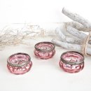 6 kleine Teelichtgl&auml;ser - 6 cm rosa pink Flieder aus Glas