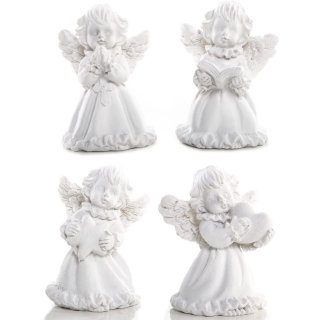 4 Engel Figuren klein weiß 5 cm - Schutzengel 