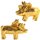 2 goldfarbene Glücksschweine mit Krone & Flügeln - 4 cm