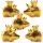 5 goldene Mini Gl&uuml;cksschweinchen mit Krone - Gl&uuml;cksbringer 4 cm