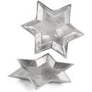 2 Silberfarbene Stern Dekoschale aus Metall - Schale Teller
