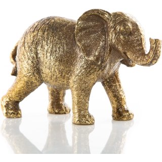 Kleine Elefanten Figur - Babyelefant gold zum Hinstellen 17,5 cm