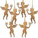 6 Engel Anhänger Weihnachtsengel aus Metall Gold...