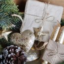 6 große Weihnachten Metallanhänger - Vintage Baumschmuck antik-Gold