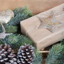 6 gro&szlig;e Weihnachten Metallanh&auml;nger - Vintage Baumschmuck antik-Gold