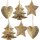 6 große Weihnachten Metallanhänger - Vintage Baumschmuck antik-Gold