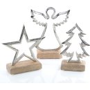 Weihnachten Deko Set - Stern + Engel + Baum Figur Silber...