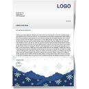 Weihnachtliches Schneeflocken Briefpapier - weiß blau DIN A4