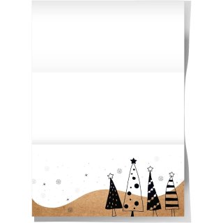 Weihnachtsbriefpapier in DIN A4 - weiß schwarz braun Kraftpapieroptik