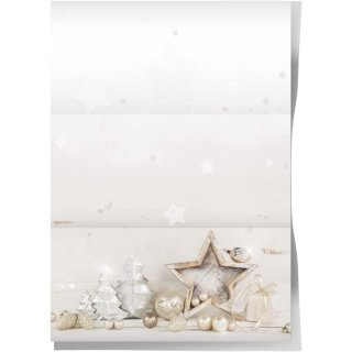 Papier mit Weihnachtsmotiv - DIN A4 - grau weiß gold