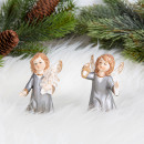 2 nostalgische Engel Figuren - Weihnachtsengel grau beige gold
