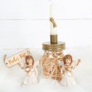 2 Weihnachtsengel Figuren - Engel Schutzengel Dekofigur creme gold