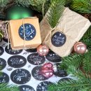 Weihnachtsaufkleber schwarz wei&szlig; mit Weihnachtsspr&uuml;chen 4 cm