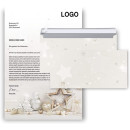 Weihnachtliches Briefpapier DIN A4 + passende Briefumschläge - silber weiß