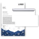 Briefpapier mit passenden Umschlägen für Weihnachten - weiß blau DIN A4