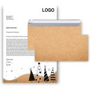 Briefpapier für Weihnachten + passende Briefumschläge- weiß braun DIN A4