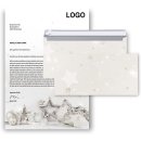 Briefpapier DIN A4 + passende Umschläge - silber grau für Weihnachten