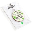 Schlüsselanhänger "Eine kleine Portion Glück" - natur grün schwarz - mit Karte
