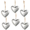 6 Metallherzen Silber glänzend 4 cm - Herz...