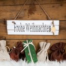 Türschild Frohe Weihnachten aus Holz - Schild weiß braun 28 cm