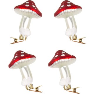 4 Fliegenpilz Klammern - Weihnachtsklammer rot weiß 8,5 cm