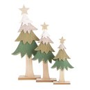 Weihnachtsbäume Set - 3 Tannenbäume aus Holz & Filz grün natur