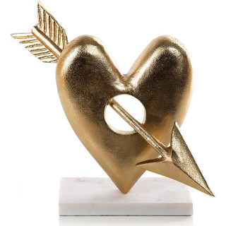 Herz mit Pfeil Figur - Metall Dekoobjekt Gold - 25 cm