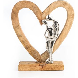 Herz Figur mit Liebespaar - Holzdeko Paar Mann + Frau Dekofigur