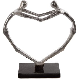 Liebespaar Figur aus Metall - Pärchen Dekofigur silber schwarz 22 cm