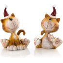 2 lustige Katzen Figuren - Weihnachtsdeko Katzenfiguren