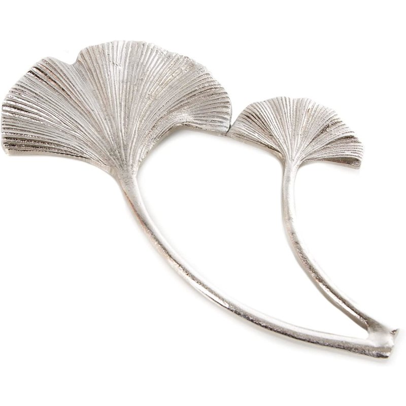 Edles Wandobjekt - Ginkgo Wanddeko Blätter silber Metall aus cm 34