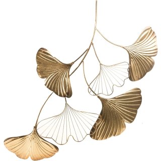Wanddekoration Ginkgo Blätter gold aus Metall - 85 cm