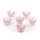 6 kleine Kronen Teelichthalter rosa pink aus Glas 5,5 x 8 cm - Tischdeko Geschenk Weihnachten Kindergeburtstag Mädchen