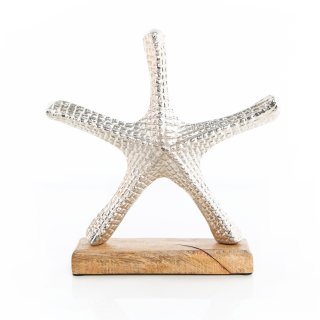 Seestern zum Hinstellen - Maritime Deko Figur Silber braun aus Holz & Metall