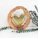 Herz Dekofigur im Holzrahmen - Gold braun 29 cm