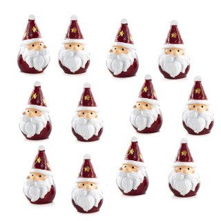 12 Mini Nikolaus Figuren - Weihnachtsmann Miniatur 3,5 cm