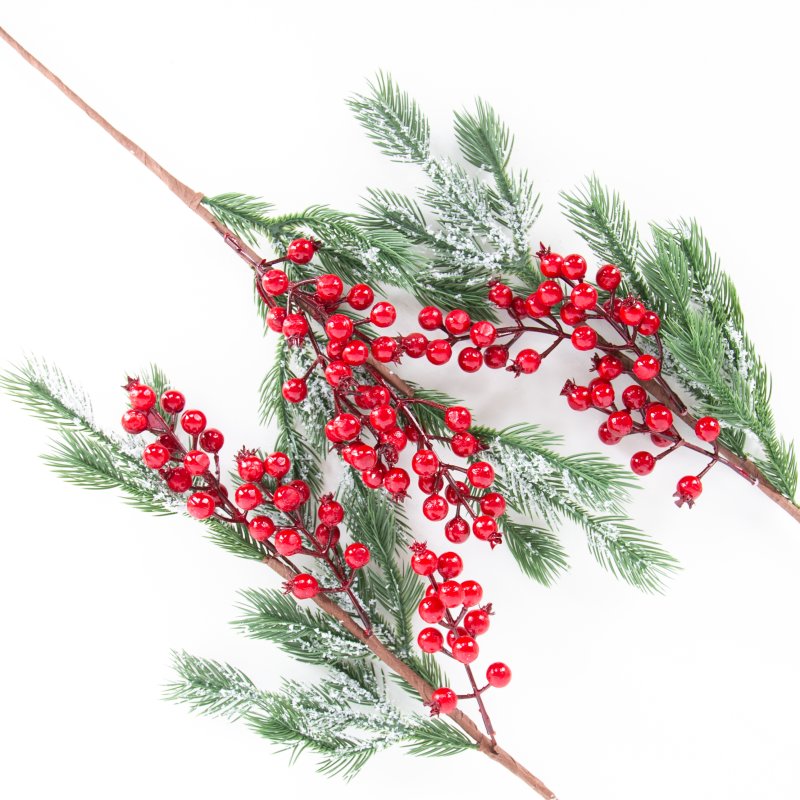 Weihnachten 63 cm künstliche 3 rot Beeren grün Zweige -