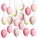 18 Ostereier rosa pink weiß - Plastik Eier...