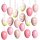 18 Ostereier rosa pink weiß - Plastik Eier Anhänger 4 cm