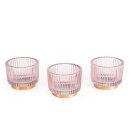 3 Kerzenhalter rosa Gold aus Glas &Oslash; 9 cm Teelichthalter