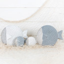 2 kleine Fische aus Zement weiß grau Maritime 9,5 cm