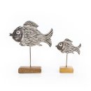 Fische Deko Set 2 Fisch Figuren Metall & Holz Silber...