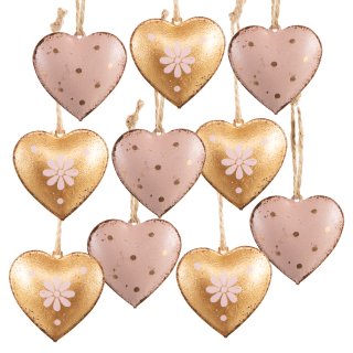 10 Metallherzen rosa Gold 4 cm Herz Anhänger Ostern Hochzeit