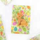 5 Mini Ostergeschenke Osterhasen mit Karte braun bunt