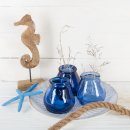 Teelichthalter Vase blau 3er Set Tischdeko Taufe 9 cm