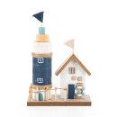 Strandhaus Leuchtturm Bootshaus Holz maritim 26cm blau...