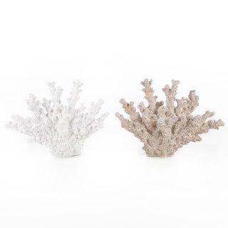2 künstliche Korallen Deko Figuren weiß braun 27 cm maritim