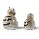 2 Katzen Figuren aus Keramik braun grau 13 cm Deko
